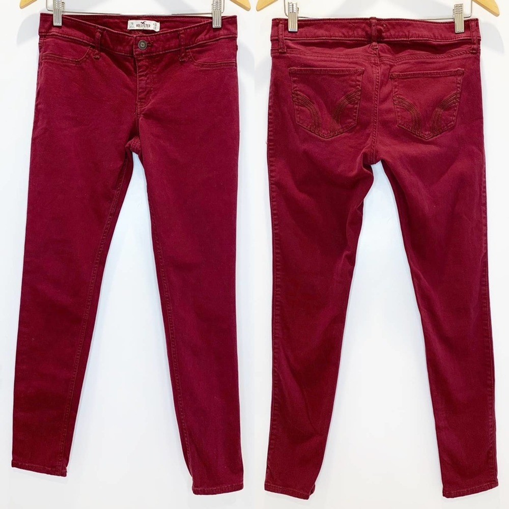 Hollister Maroon Red Mid Rise Skinny Pants 7R 28x31